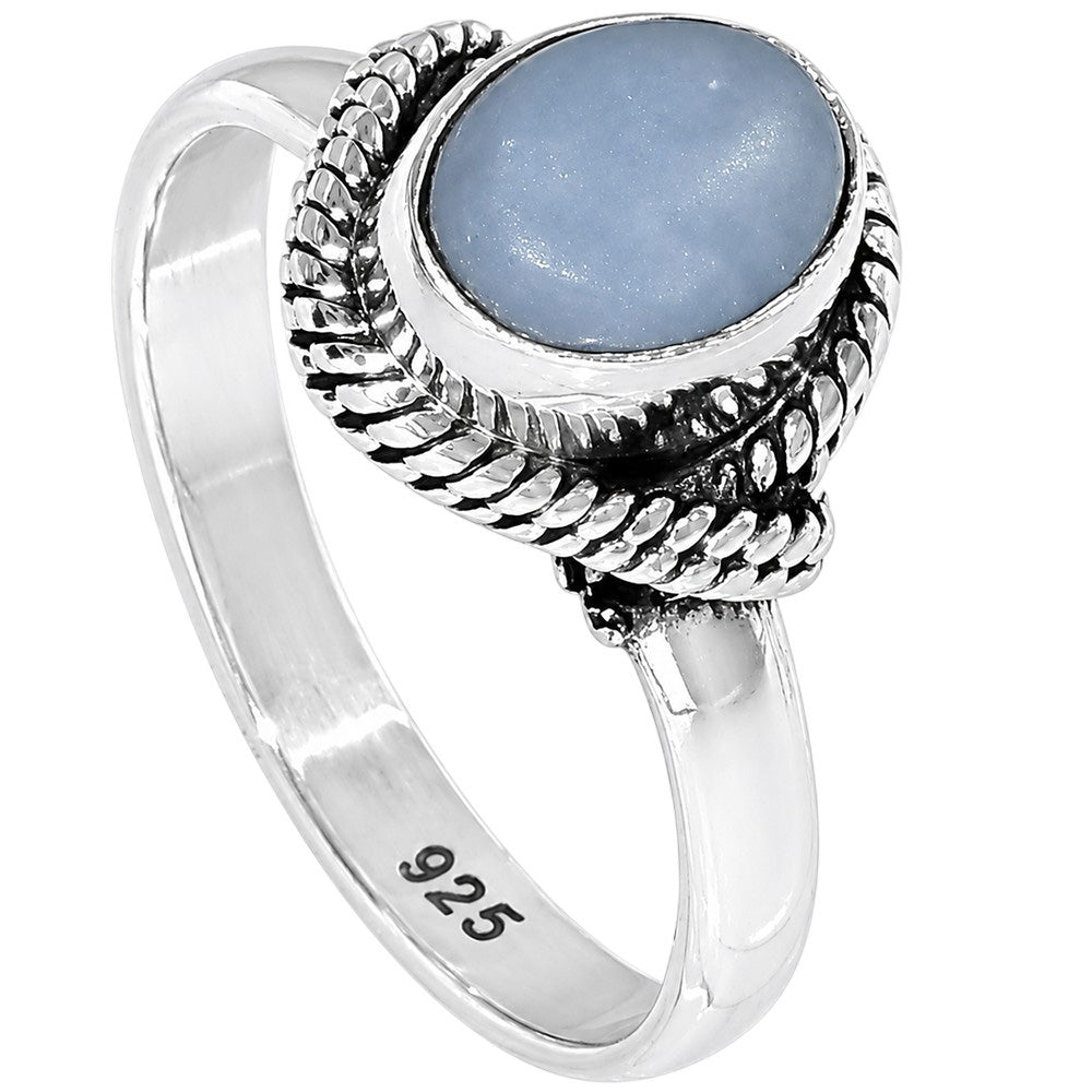 Angelite 925 Sterling Silver Ring Jewelry Size-13 SR01418