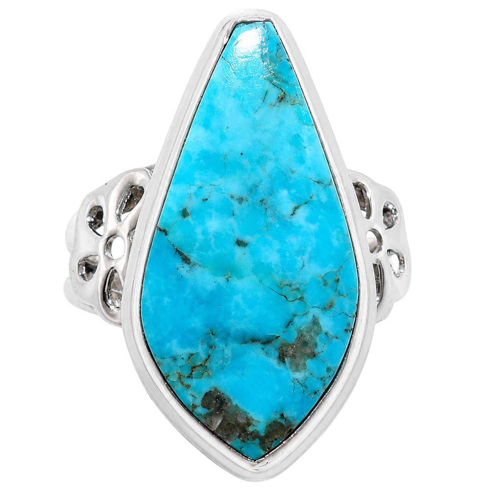 Sleeping Beauty Turquoise 925 Sterling Silver Ring Jewelry Size-14 SR01421
