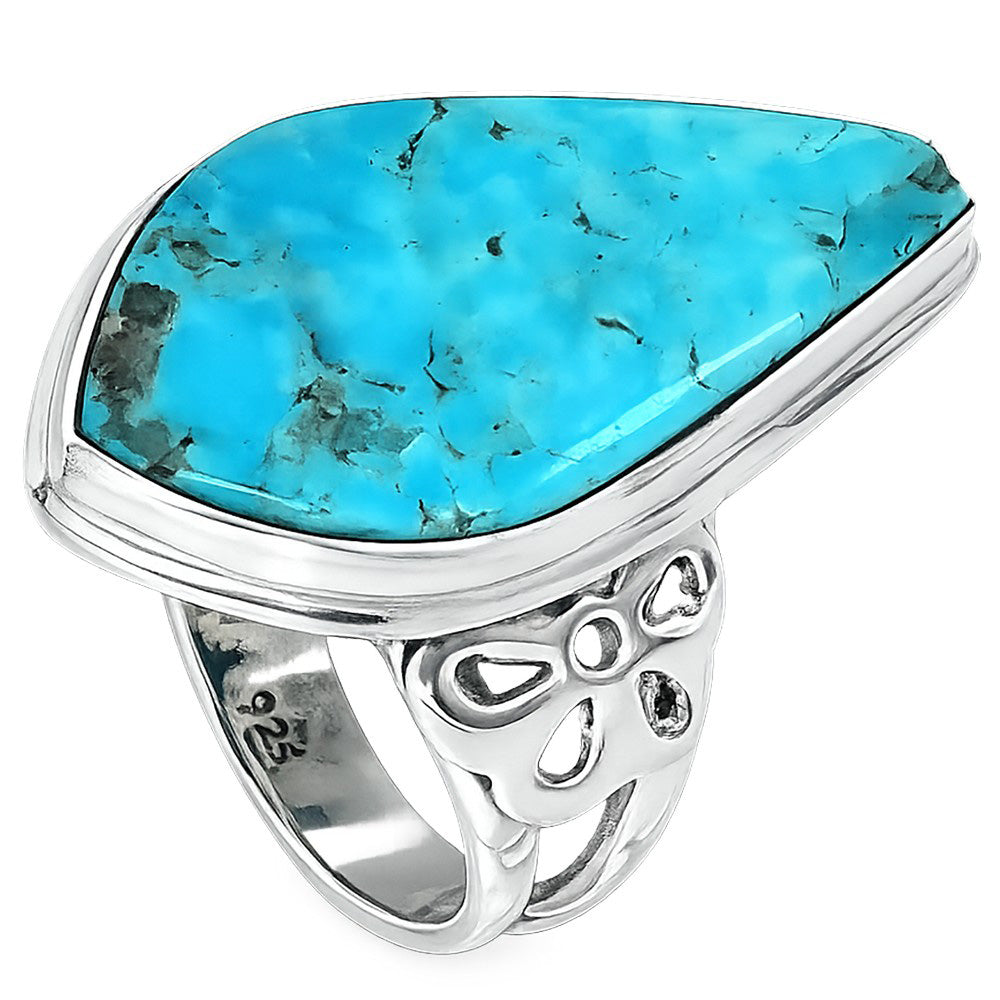 Sleeping Beauty Turquoise 925 Sterling Silver Ring Jewelry Size-14 SR01421
