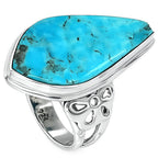 Sleeping Beauty Turquoise 925 Sterling Silver Ring Jewelry Size-14 SR01421