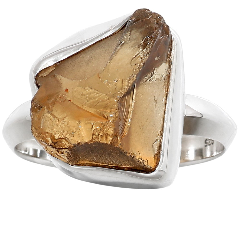 Citrine Rough 925 Sterling Silver Ring Jewelry Size-14 SR01422