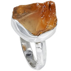 Citrine Rough 925 Sterling Silver Ring Jewelry Size-14 SR01422