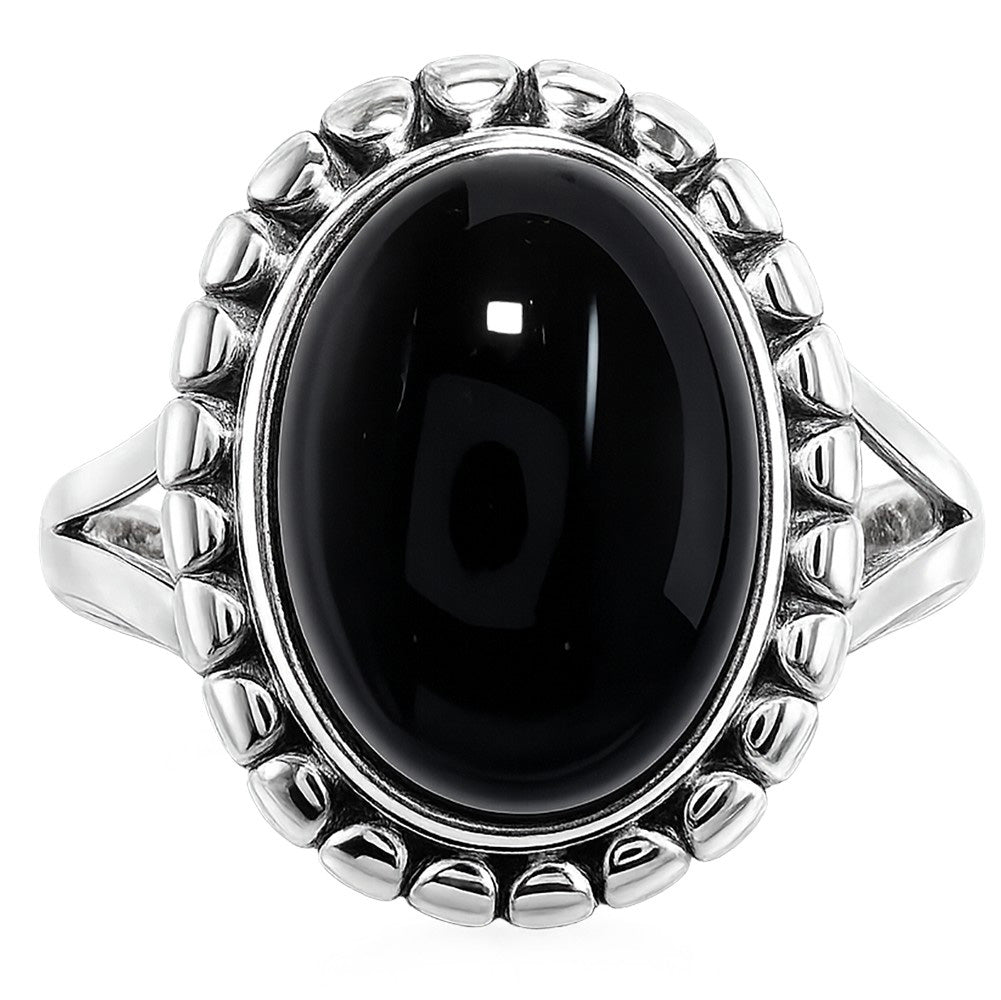 Black Onyx 925 Sterling Silver Ring Jewelry Size-18 SR01423