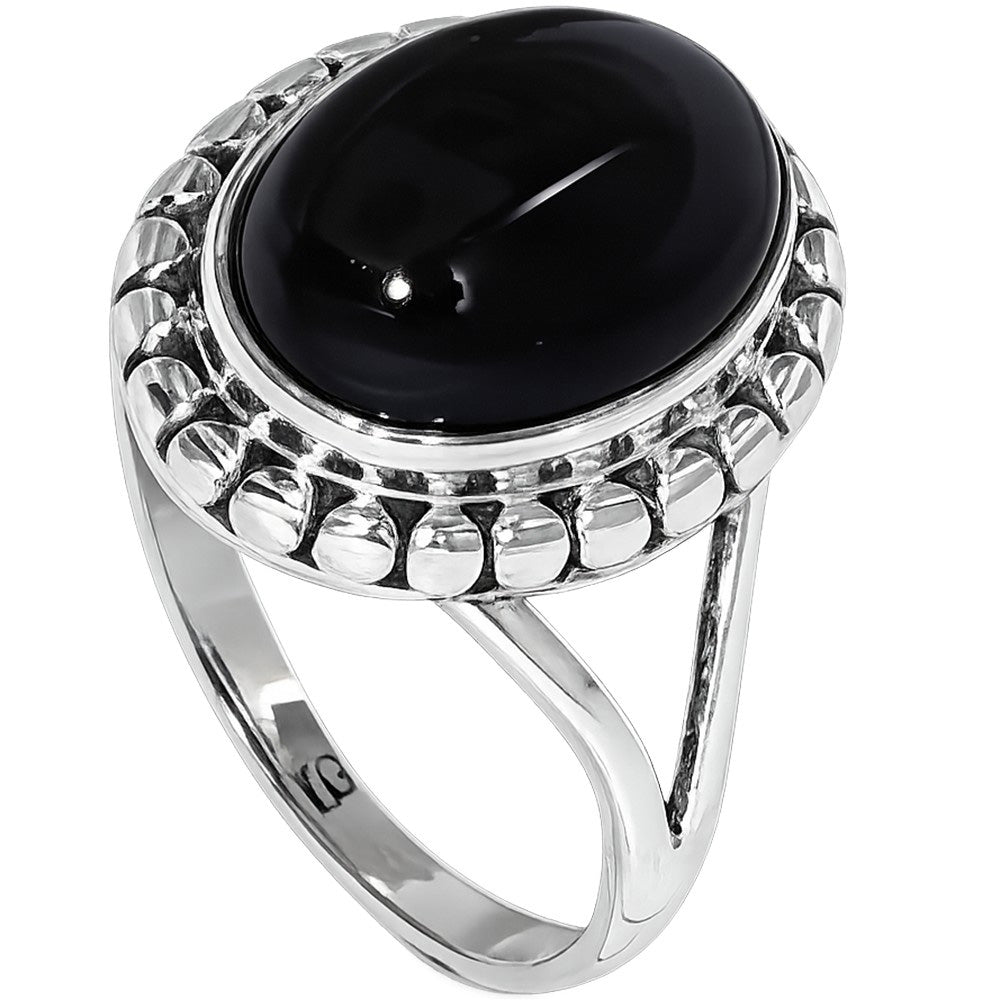Black Onyx 925 Sterling Silver Ring Jewelry Size-18 SR01423