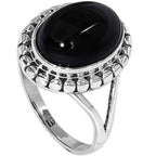 Black Onyx 925 Sterling Silver Ring Jewelry Size-18 SR01423