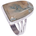 Horse Canyon Moss Agate 925 Sterling Silver Ring Jewelry Size-18 SR01424