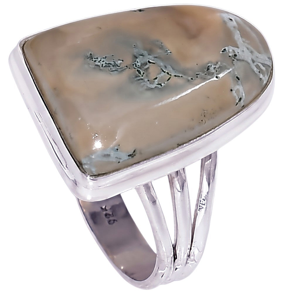 Horse Canyon Moss Agate 925 Sterling Silver Ring Jewelry Size-18 SR01424