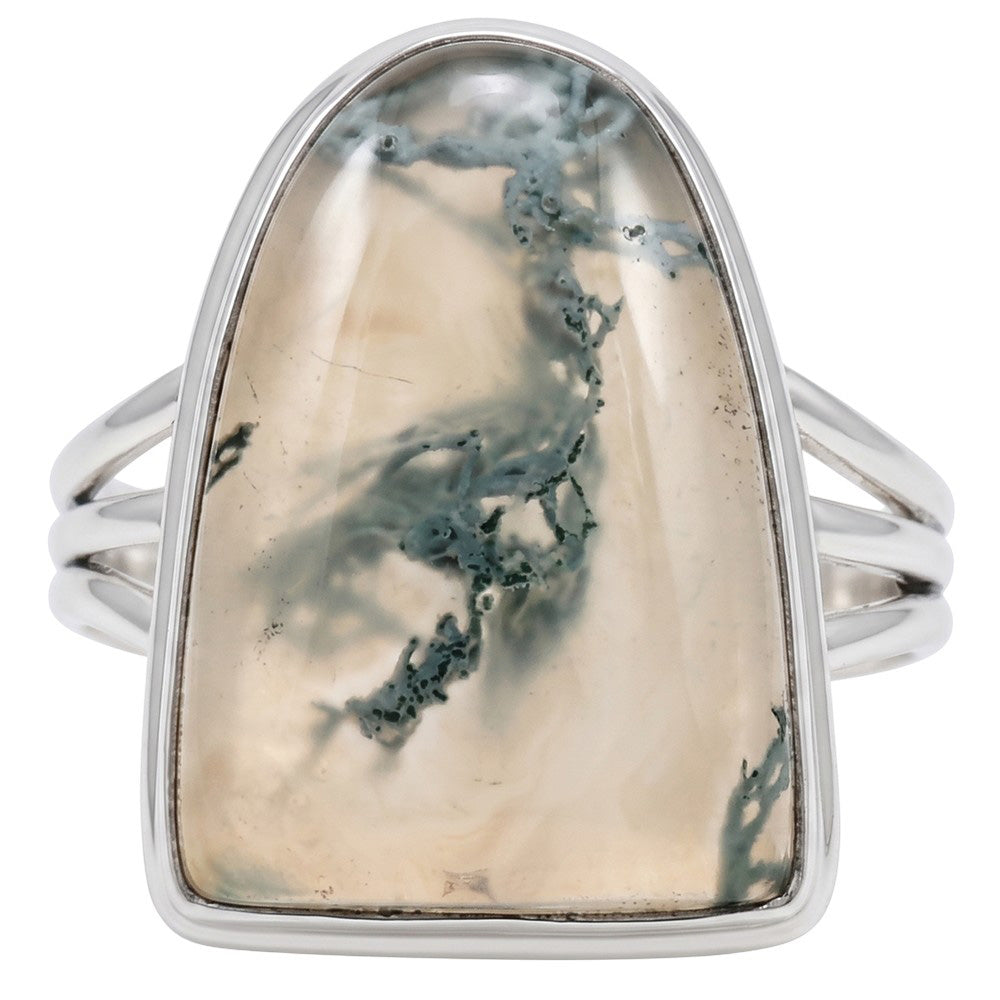 Horse Canyon Moss Agate 925 Sterling Silver Ring Jewelry Size-18 SR01424