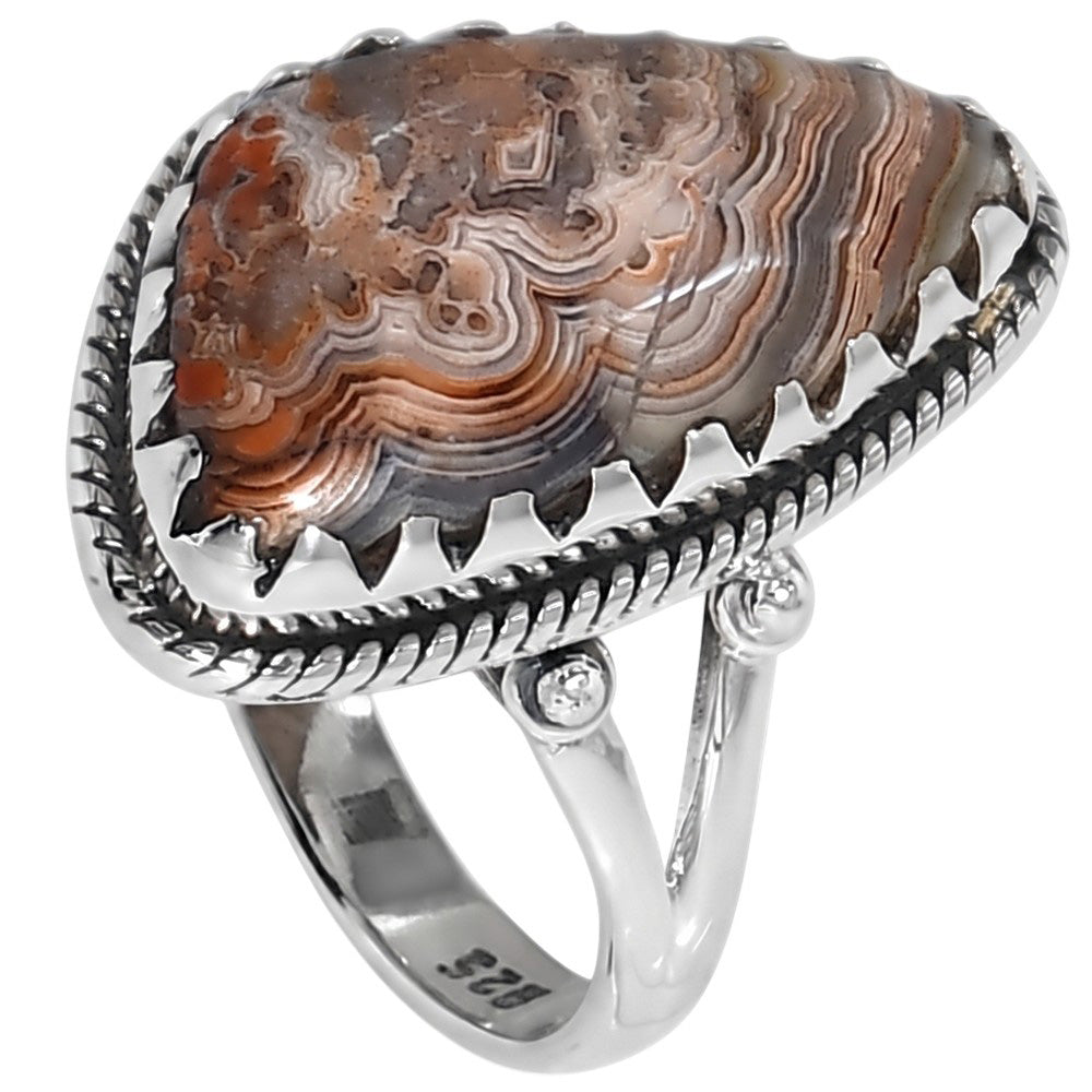 Laguna Lace Agate 925 Sterling Silver Ring Jewelry Size-20 SR01425
