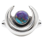 Crescent Moon - Copper Purple Turquoise 925 Sterling Silver Ring Jewelry Size-14 SR01426