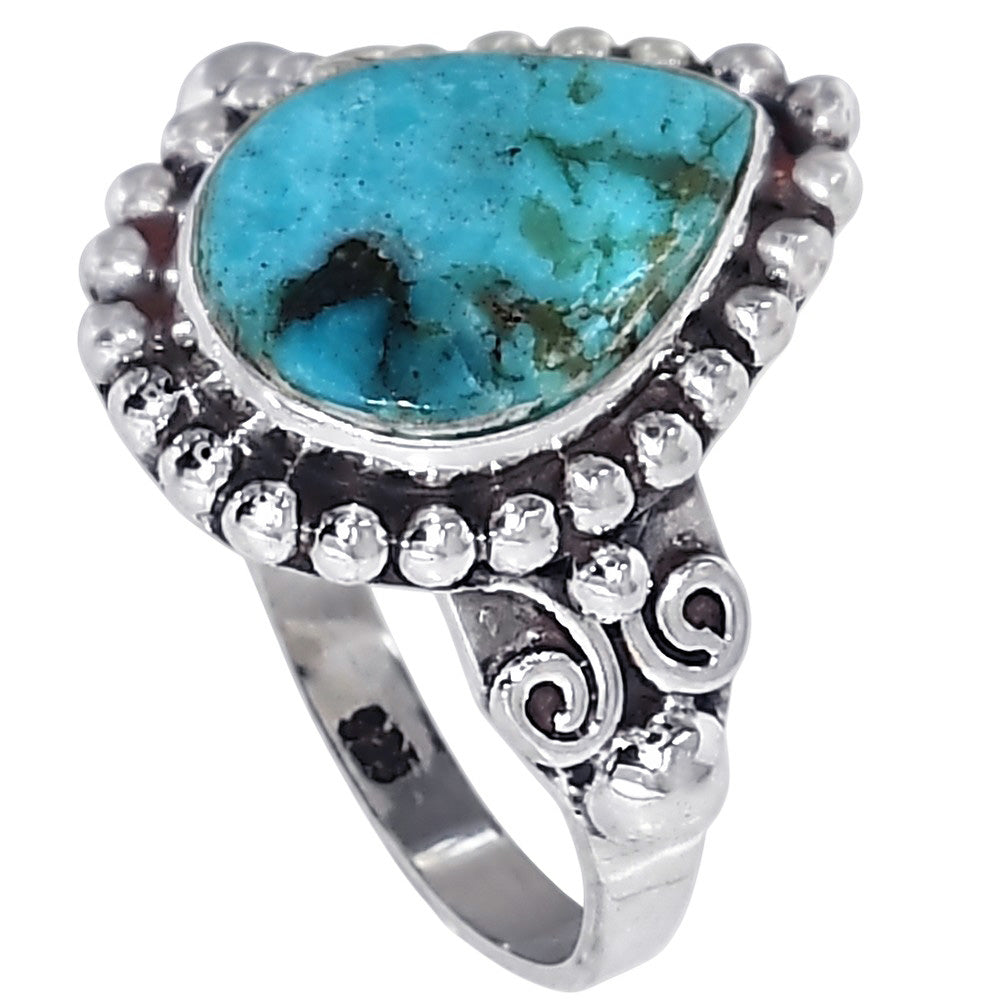 Natural Turquoise Morenci Mine 925 Sterling Silver Ring Jewelry Size-17 SR01428