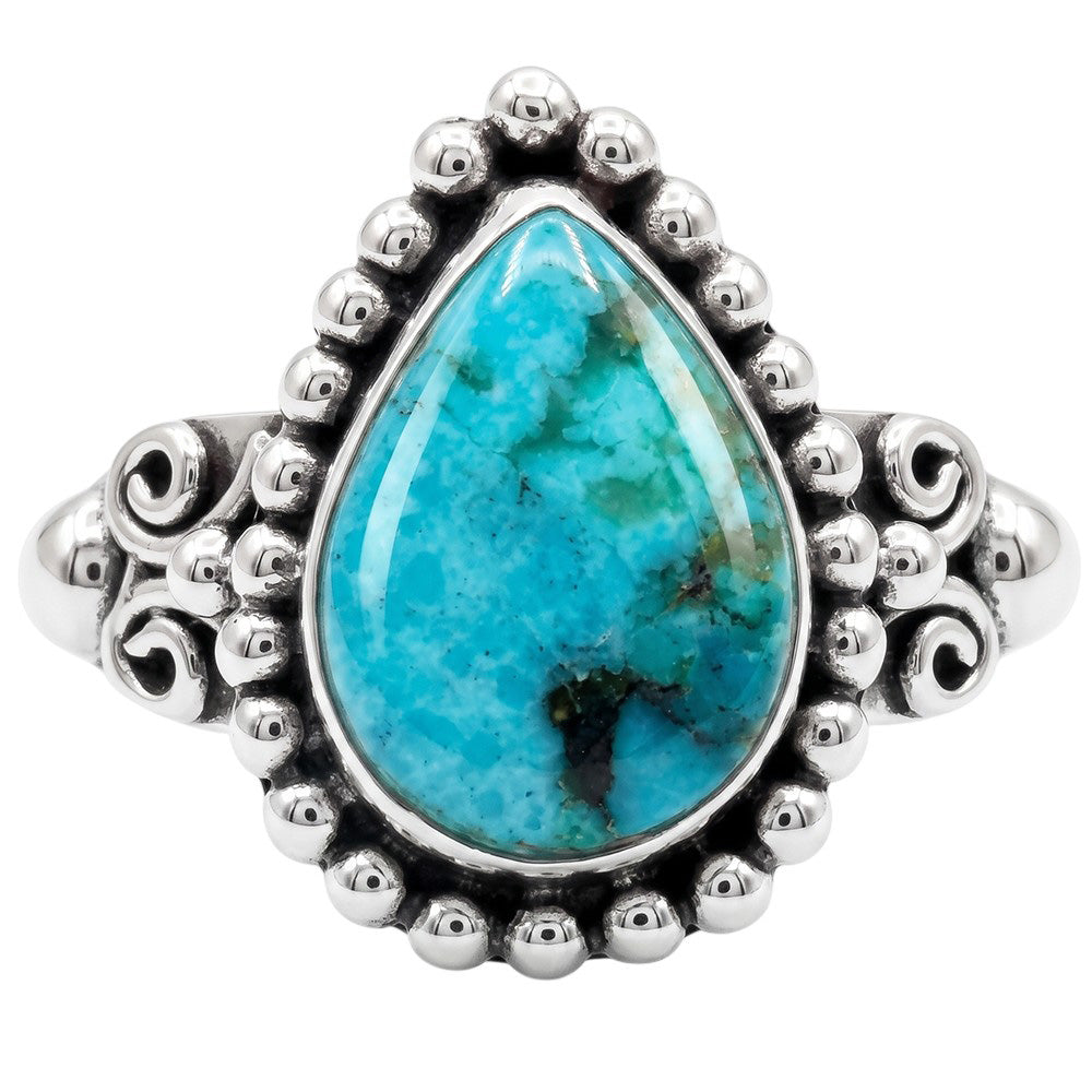 Natural Turquoise Morenci Mine 925 Sterling Silver Ring Jewelry Size-17 SR01428