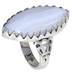 Blue Lace Agate 925 Sterling Silver Ring Jewelry Size-14 SR01430
