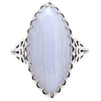Blue Lace Agate 925 Sterling Silver Ring Jewelry Size-14 SR01430