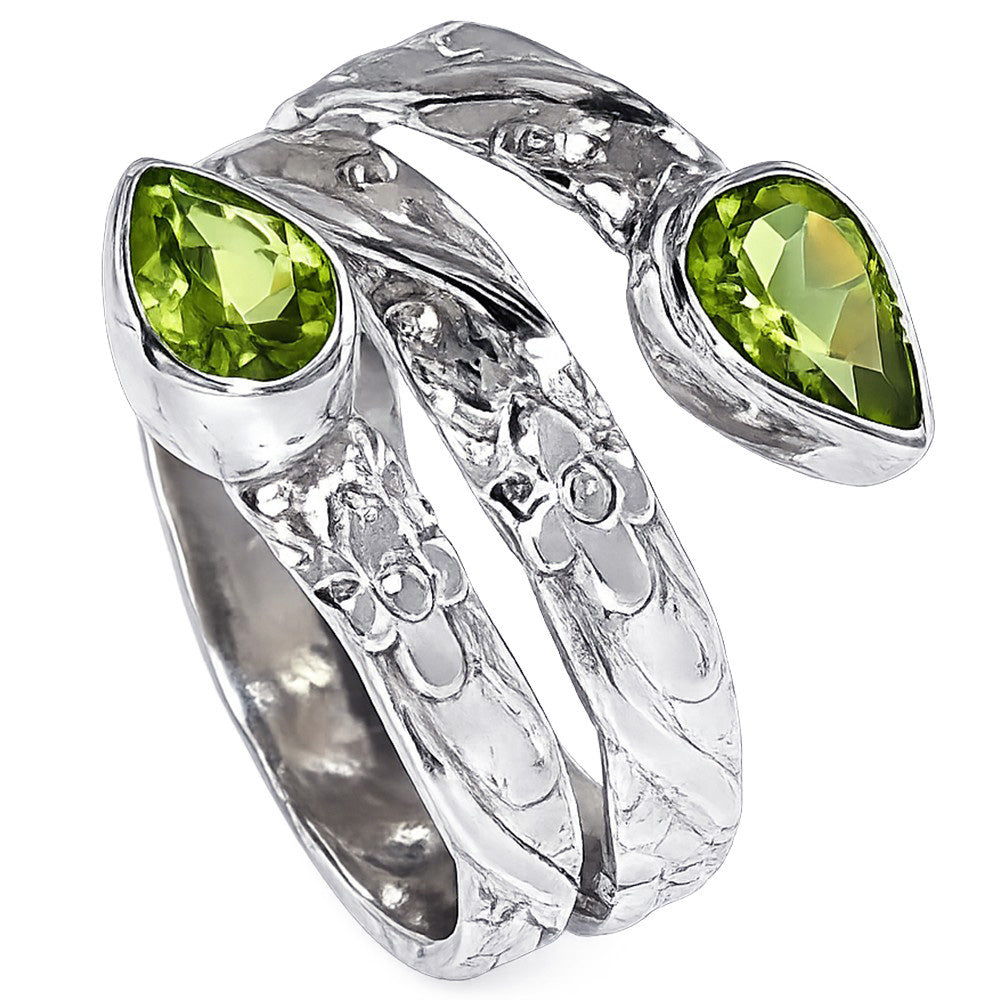 Adjustable - Peridot 925 Sterling Silver Ring Jewelry Size-17 SR01434