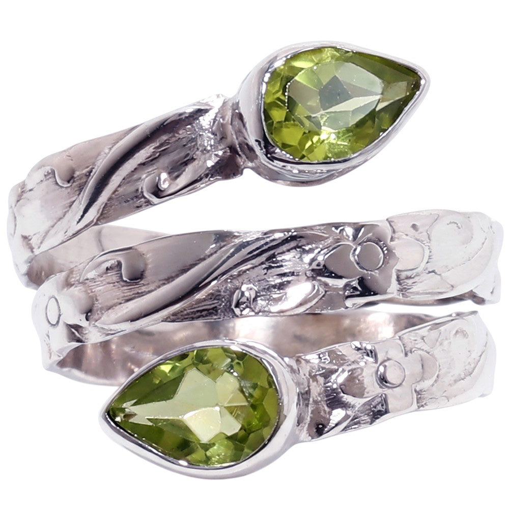 Adjustable - Peridot 925 Sterling Silver Ring Jewelry Size-17 SR01434