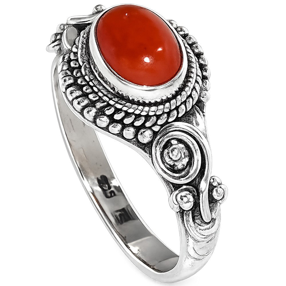 Carnelian 925 Sterling Silver Ring Jewelry Size-18 SR01435