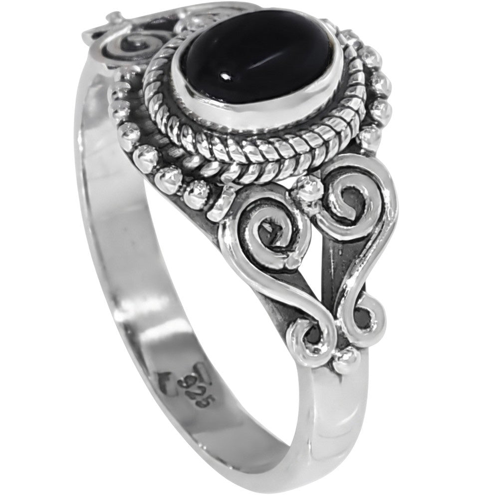 Black Onyx 925 Sterling Silver Ring Jewelry Size-20 SR01438