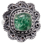 Green Aventurine 925 Sterling Silver Ring Jewelry Size-16 SR01440