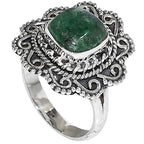 Green Aventurine 925 Sterling Silver Ring Jewelry Size-16 SR01440