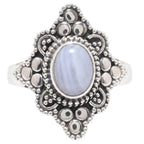 Blue Lace Agate 925 Sterling Silver Ring Jewelry Size-20 SR01442