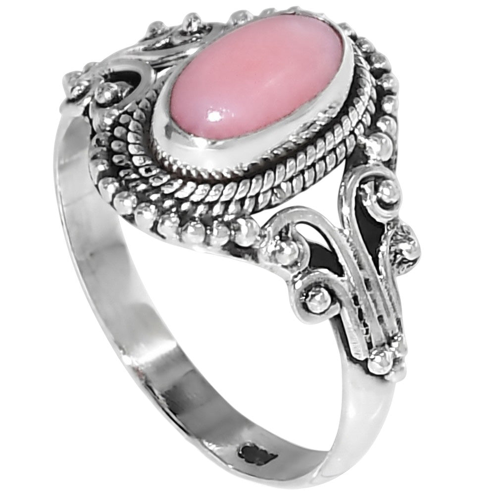 Pink Opal 925 Sterling Silver Ring Jewelry Size-18 SR01446
