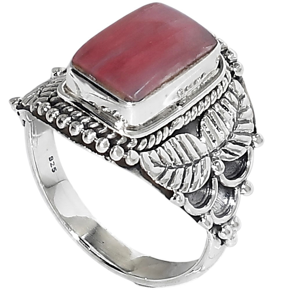 Pink Tulip Quartz 925 Sterling Silver Ring Jewelry Size-14 SR01447