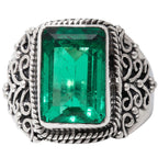 Emerald 925 Sterling Silver Ring Jewelry Size-18 SR01448