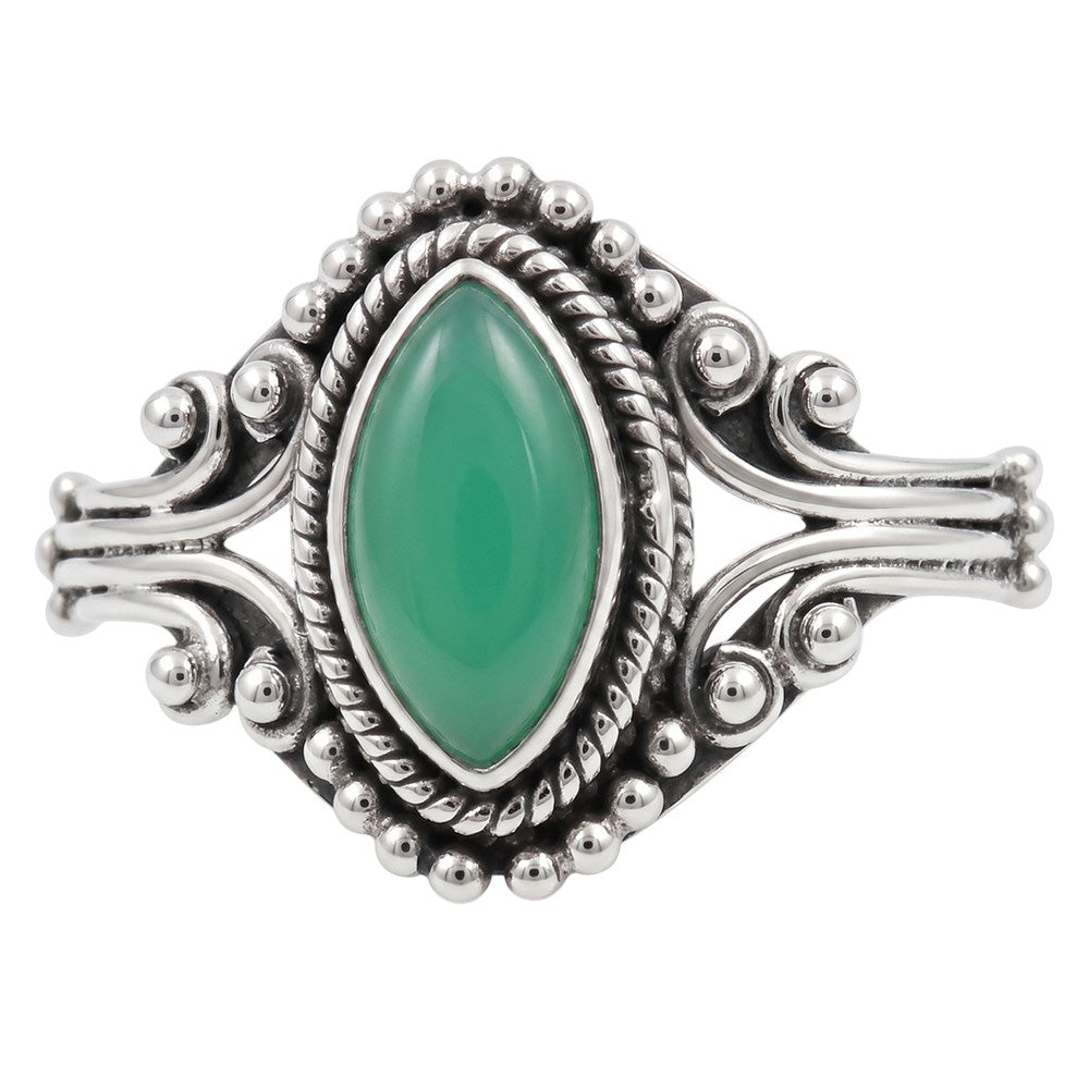 Green Onyx 925 Sterling Silver Ring Jewelry Size-14 SR01450