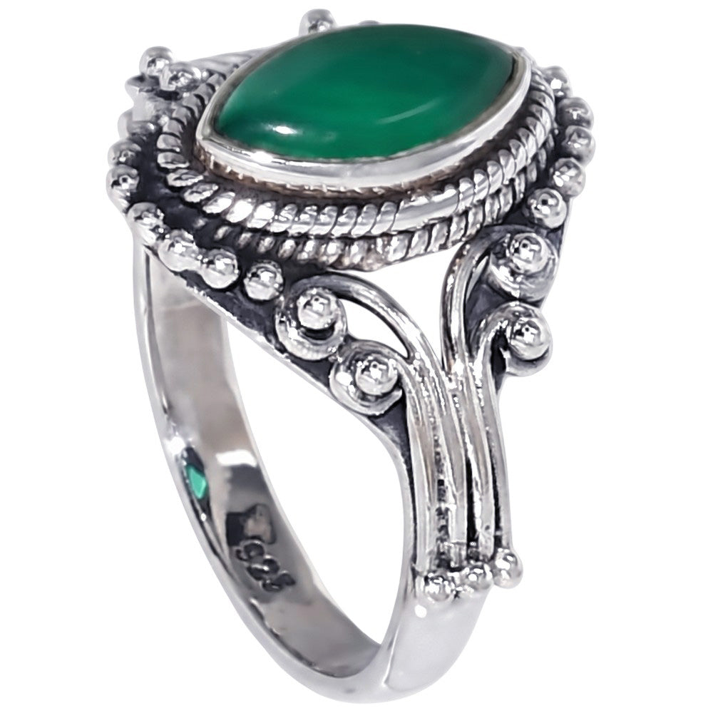 Green Onyx 925 Sterling Silver Ring Jewelry Size-14 SR01450