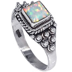Fire Opal 925 Sterling Silver Ring Jewelry Size-20 SR01451