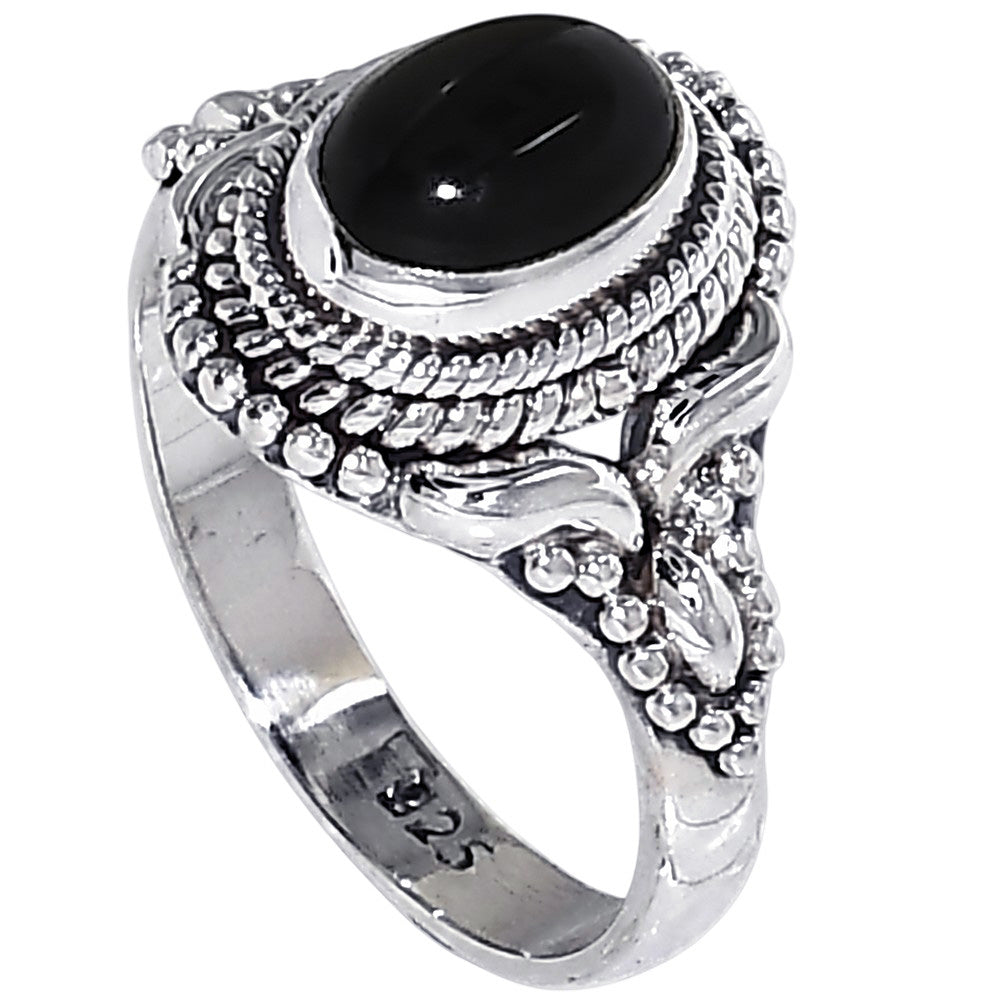 Black Onyx 925 Sterling Silver Ring Jewelry Size-12 SR01453