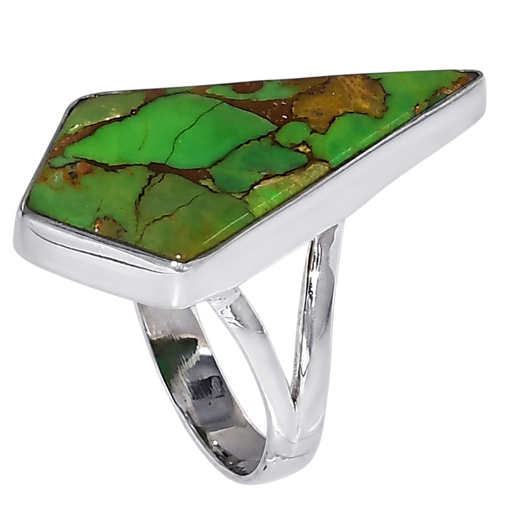Copper Green Turquoise 925 Sterling Silver Ring Jewelry Size-20 SR01454
