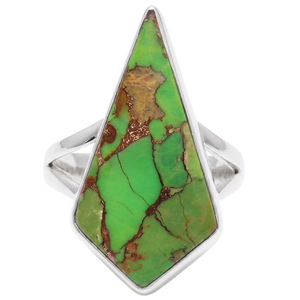 Copper Green Turquoise 925 Sterling Silver Ring Jewelry Size-20 SR01454