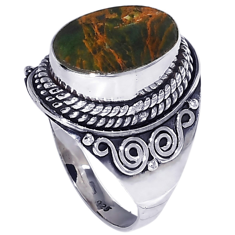 Turkish Rainforest Chrysocolla 925 Sterling Silver Ring Jewelry Size-20 SR01455