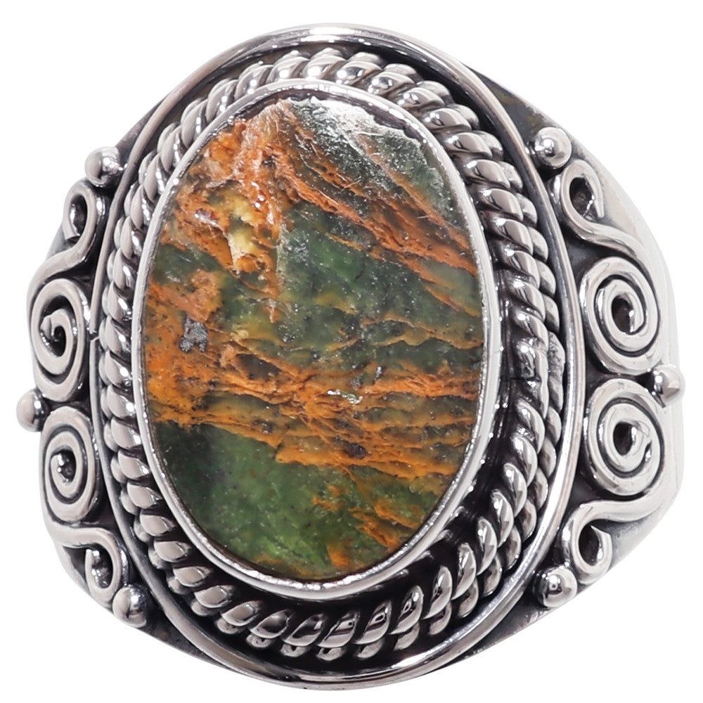 Turkish Rainforest Chrysocolla 925 Sterling Silver Ring Jewelry Size-20 SR01455