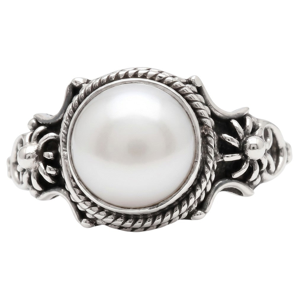 Natural Fresh Water Pearl 925 Sterling Silver Ring Jewelry Size-17 SR01457