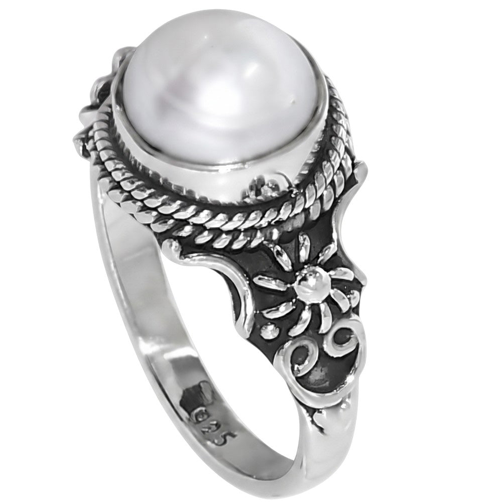 Natural Fresh Water Pearl 925 Sterling Silver Ring Jewelry Size-17 SR01457