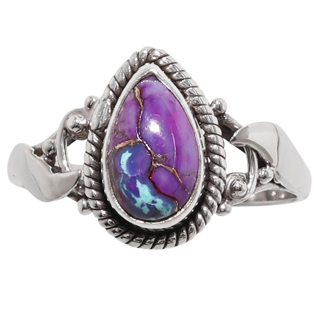 Kingman Purple Dahlia Turquoise 925 Sterling Silver Ring Jewelry Size-17 SR01459