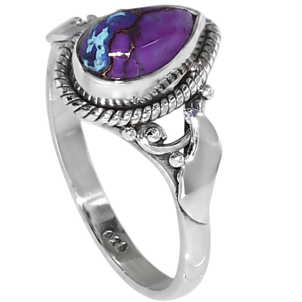 Kingman Purple Dahlia Turquoise 925 Sterling Silver Ring Jewelry Size-17 SR01459