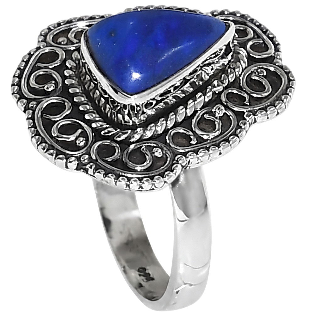 Lapis Lazuli 925 Sterling Silver Ring Jewelry Size-14 SR01460