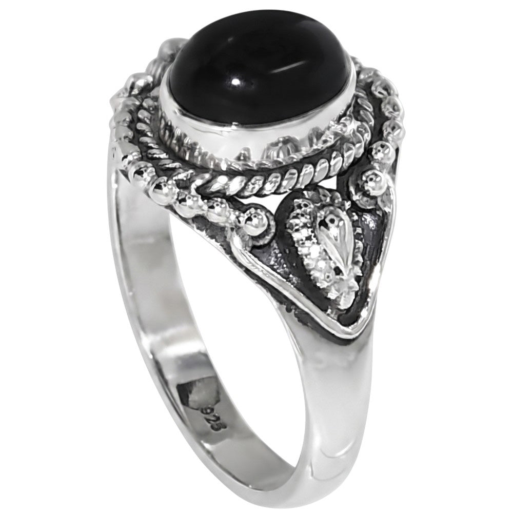 Black Onyx 925 Sterling Silver Ring Jewelry Size-14 SR01461