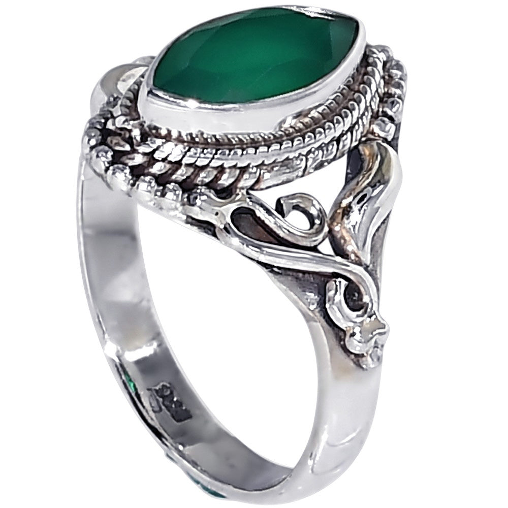 Green Onyx 925 Sterling Silver Ring Jewelry Size-12 SR01462