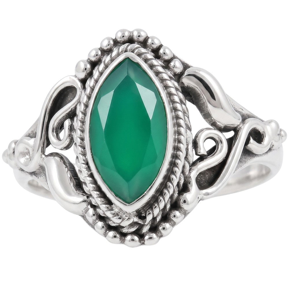 Green Onyx 925 Sterling Silver Ring Jewelry Size-12 SR01462