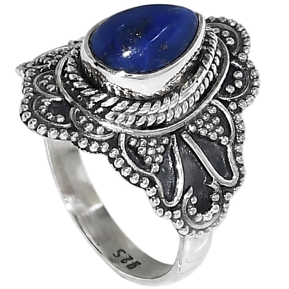 Lapis Lazuli 925 Sterling Silver Ring Jewelry Size-14 SR01463
