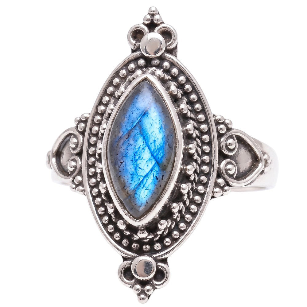 Blue Labradorite 925 Sterling Silver Ring Jewelry Size-14 SR01464