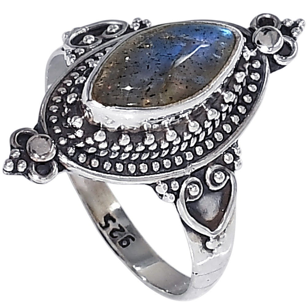 Blue Labradorite 925 Sterling Silver Ring Jewelry Size-14 SR01464