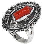 Coral Stick 925 Sterling Silver Ring Jewelry Size-13 SR01465