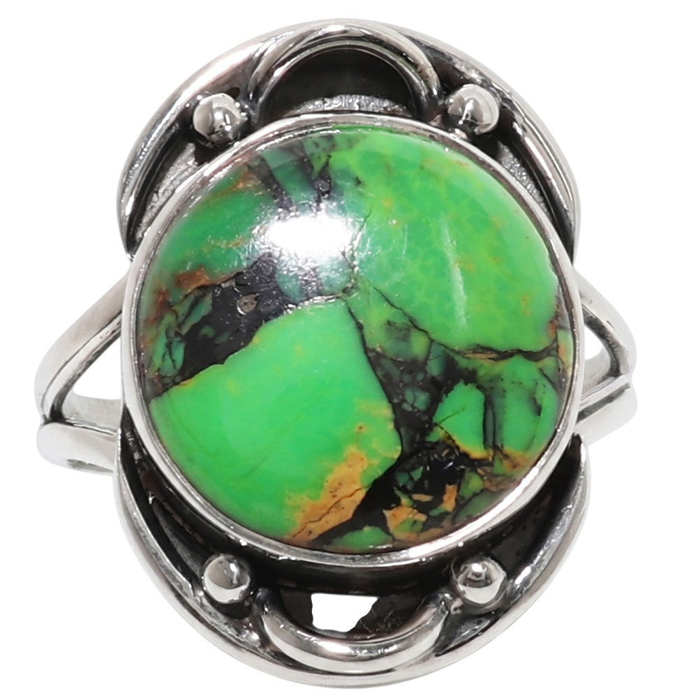 Green Matrix Turquoise 925 Sterling Silver Ring Jewelry Size-13 SR01467