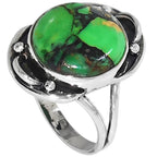 Green Matrix Turquoise 925 Sterling Silver Ring Jewelry Size-13 SR01467